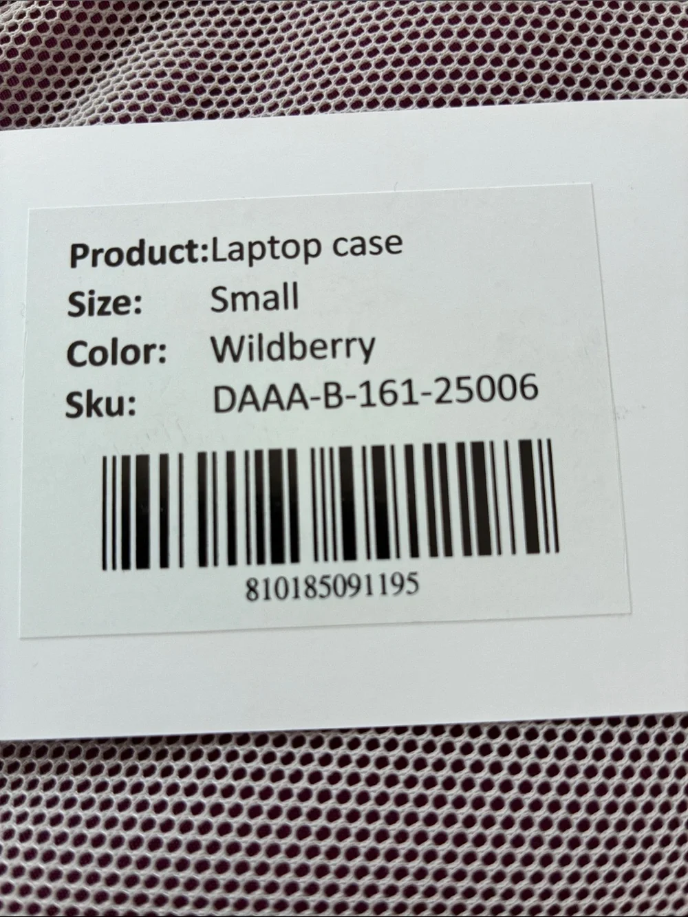 Plum Pink Laptop Sleeve with Front Mesh Pocket